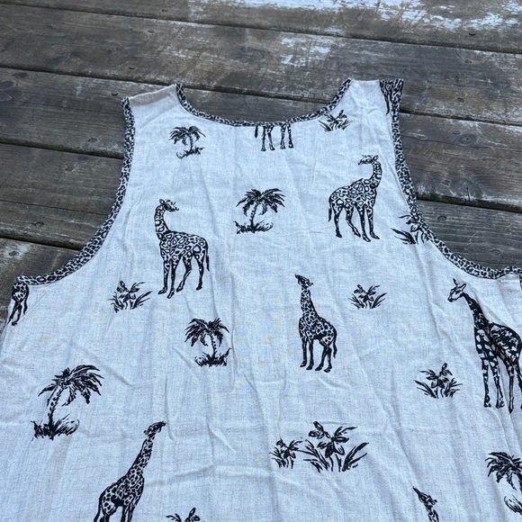 90s vintag Nina Piccalino giraffes maxi dress in Cream and Black fits size M - Picture 5 of 6